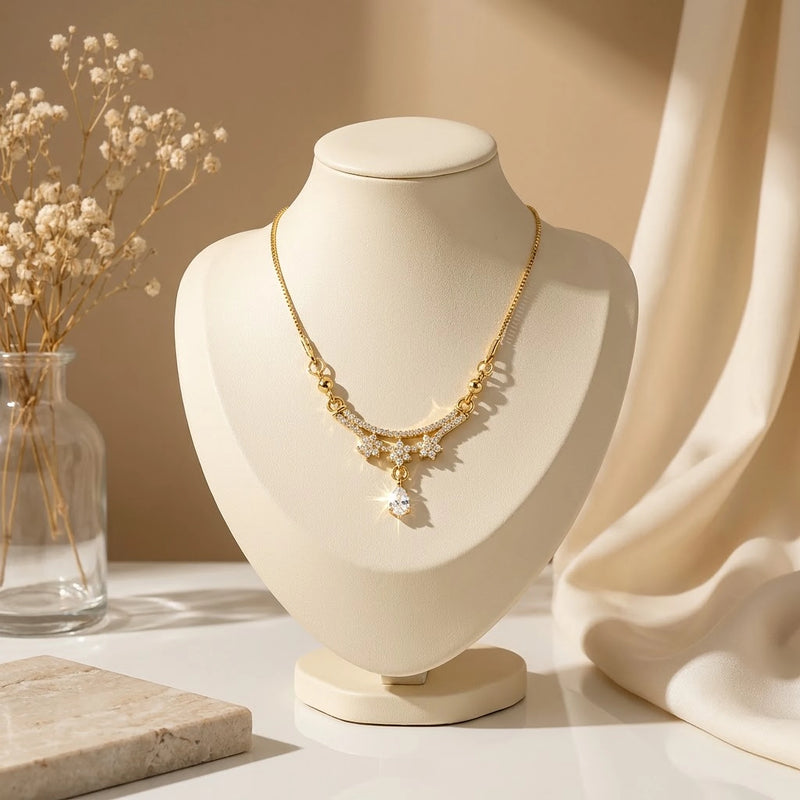 Snowdrop CZ Crescent Pear Drop Chain