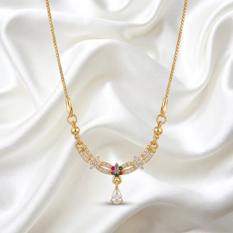 Multicolour Bloom CZ Bow Pear Drop Chain