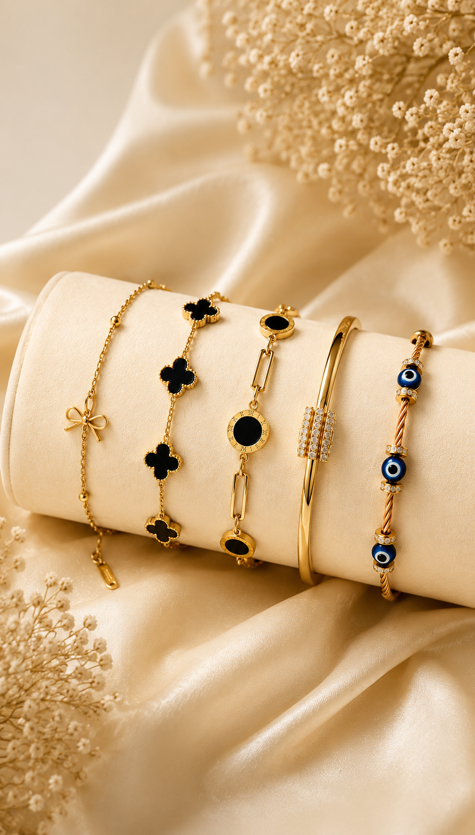 Gold plated bracelets, made to layer