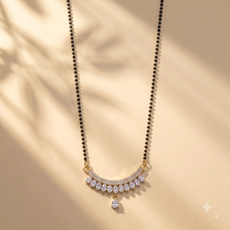 Rose Gold Multi-Color Evil Eye Mangalsutra Set with Matching Earrings