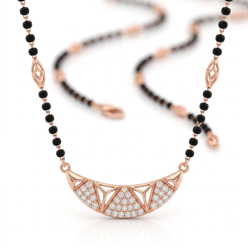 Rose Gold Floral Cluster Diamond Mangalsutra