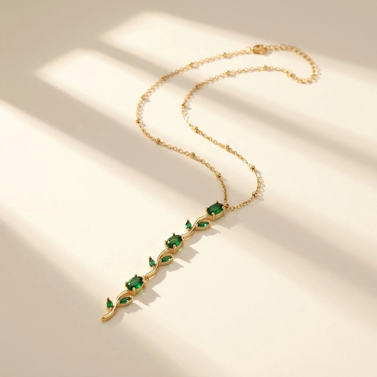 Emerald Vine Leaf Y-Drop Chain