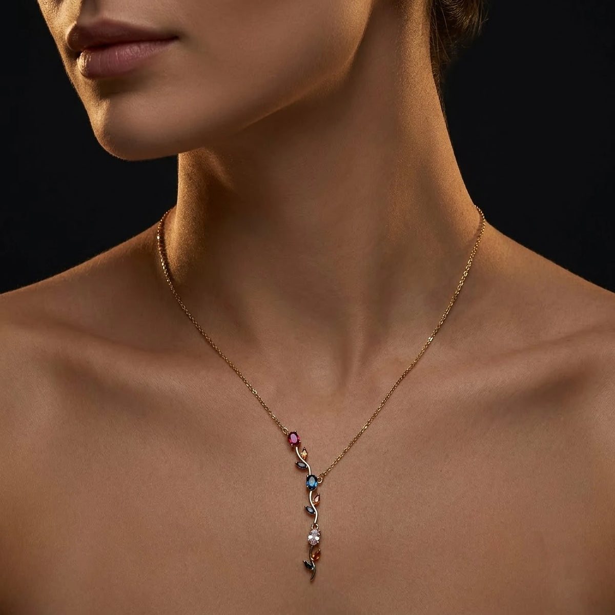 Rainbow Petal Vine Y-Drop Chain