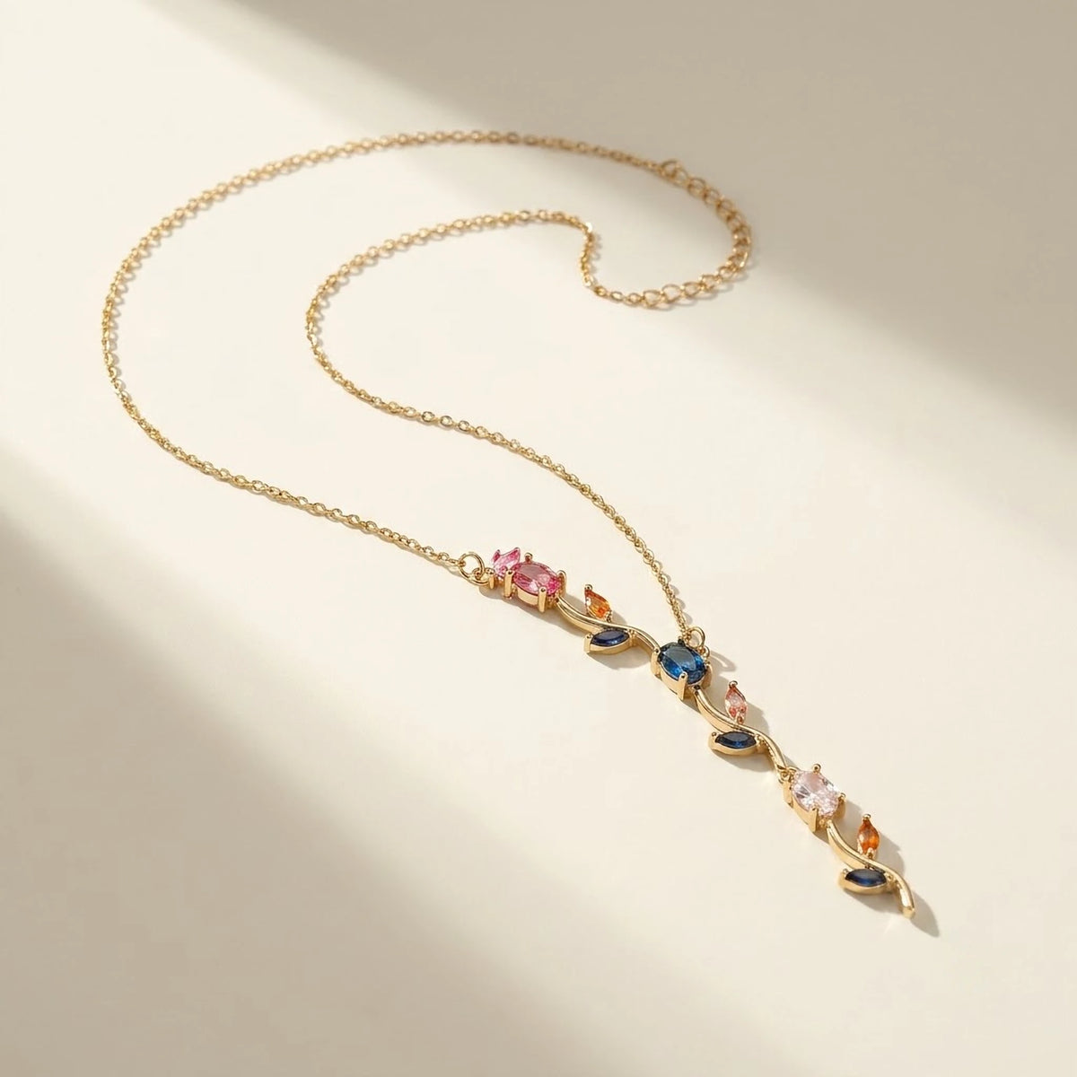 Rainbow Petal Vine Y-Drop Chain