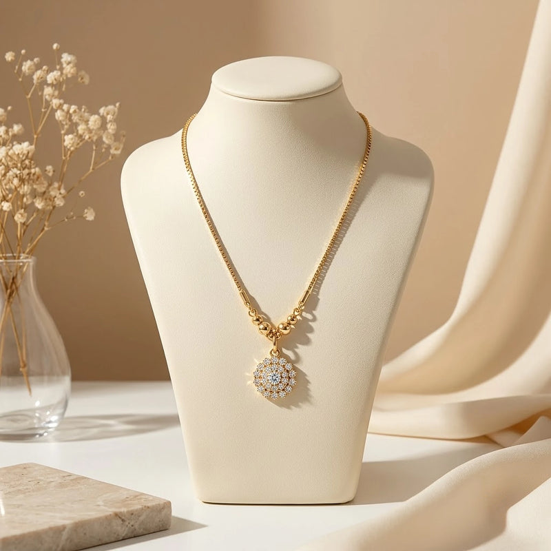Starlit Bloom CZ Cluster Pendant Chain