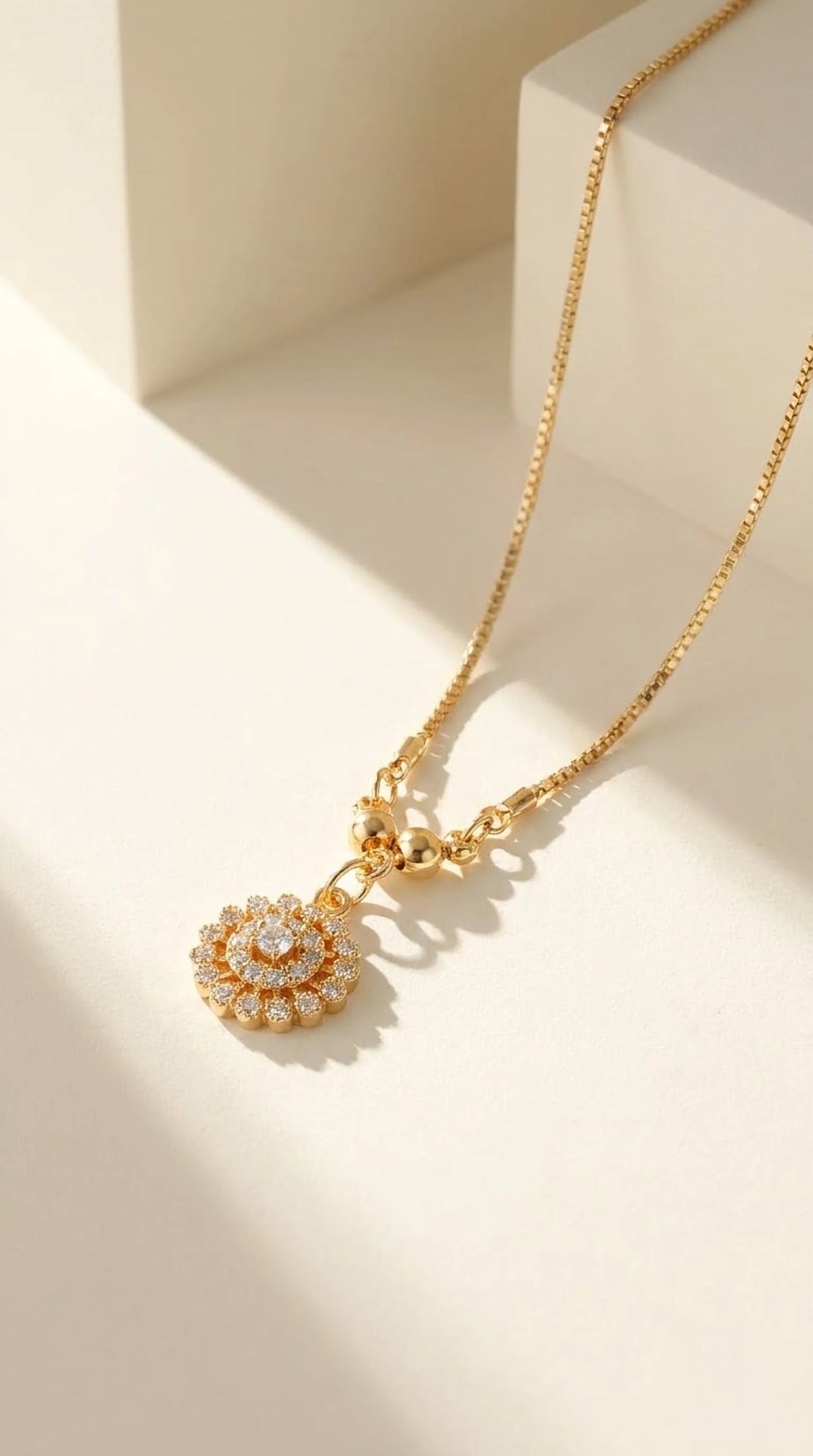 Starlit Bloom CZ Cluster Pendant Chain