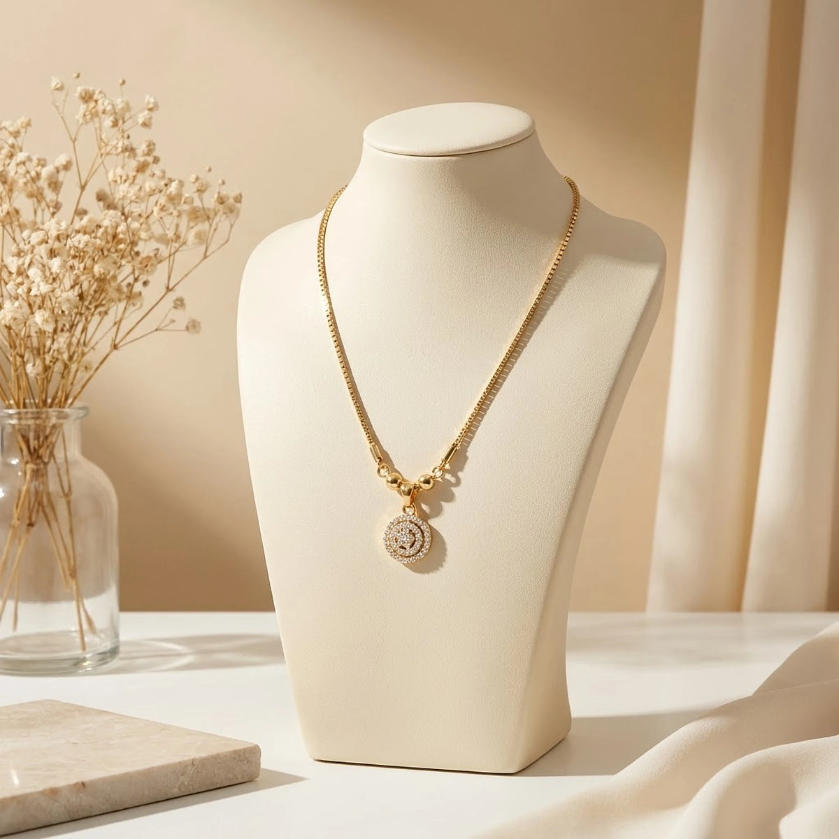 Starlit Bloom CZ Cluster Pendant Chain