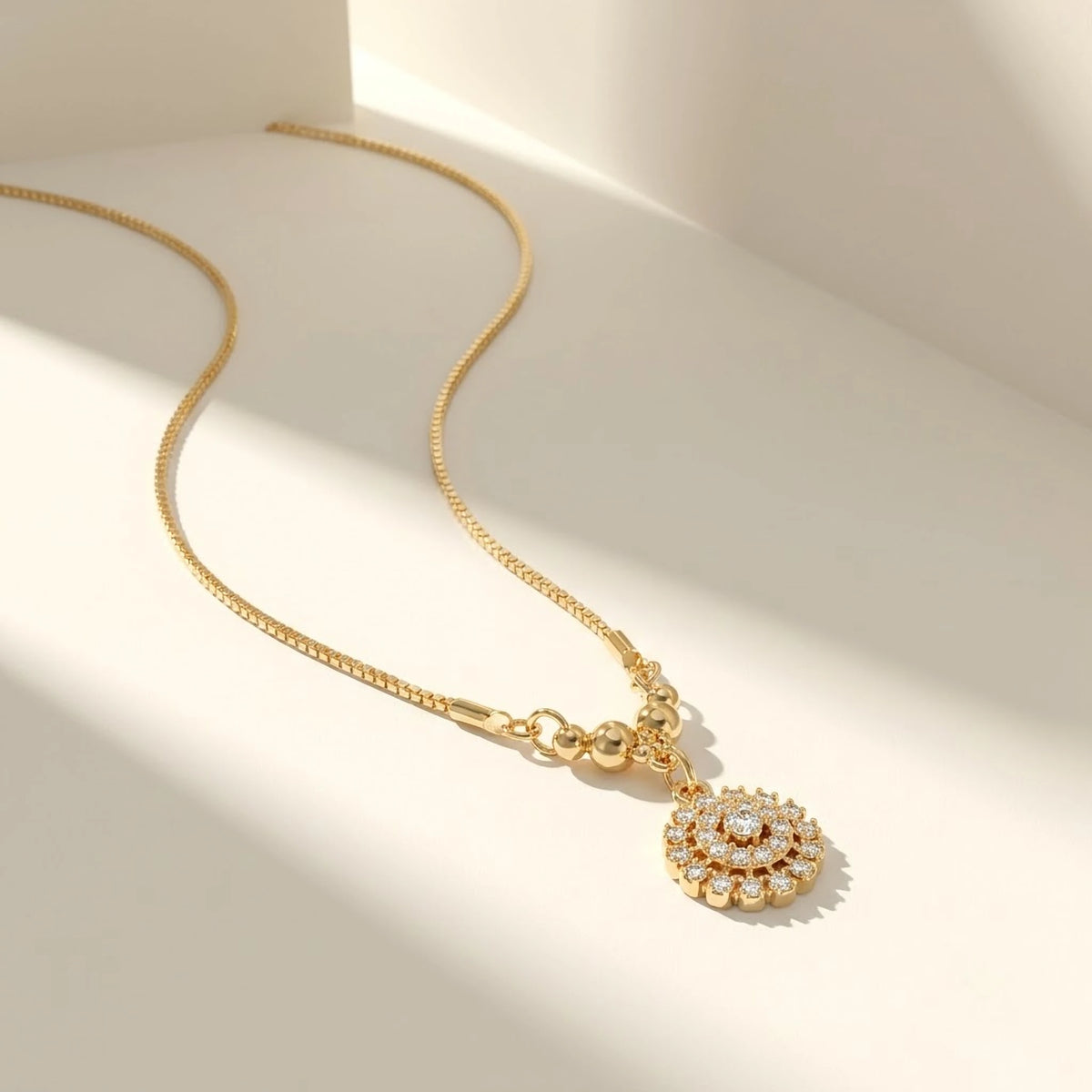Starlit Bloom CZ Cluster Pendant Chain