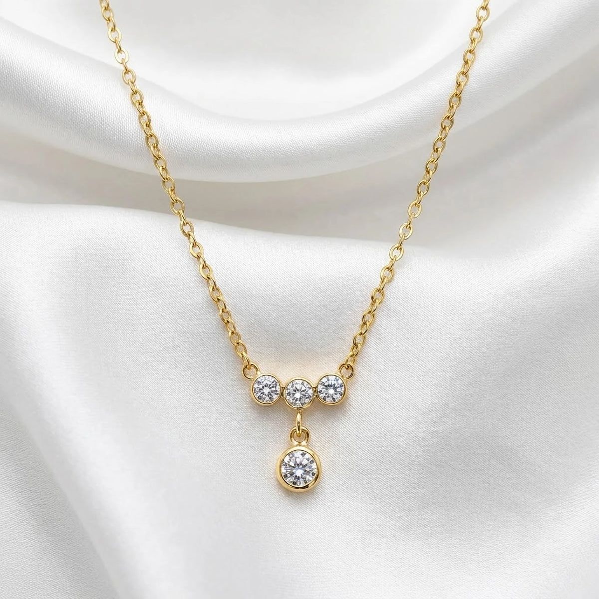 Trio Solitaire Drop Dainty Chain