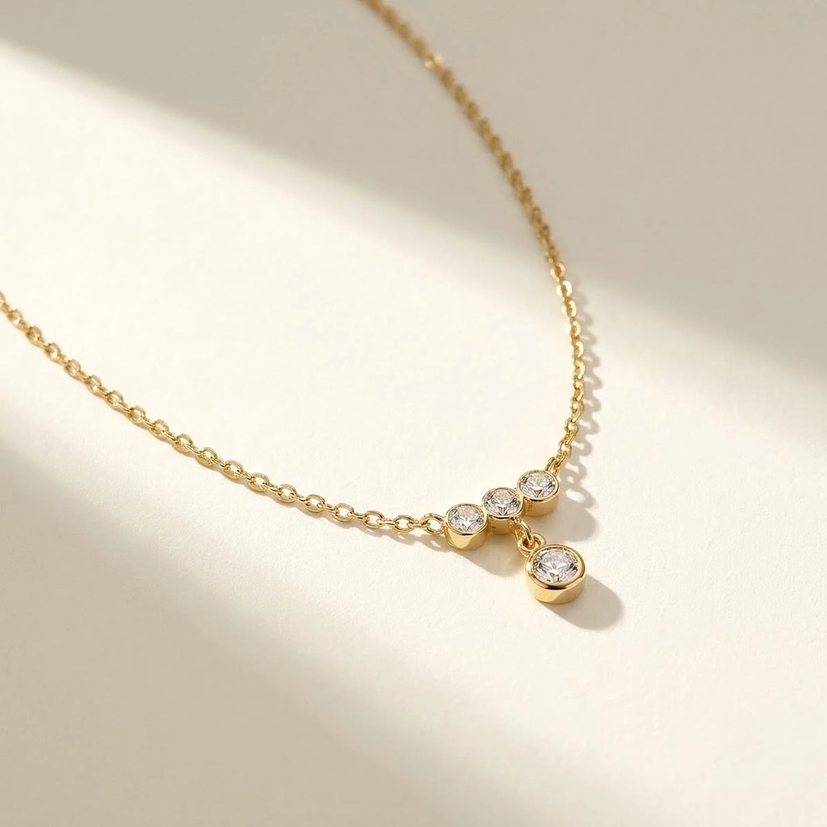 Trio Solitaire Drop Dainty Chain