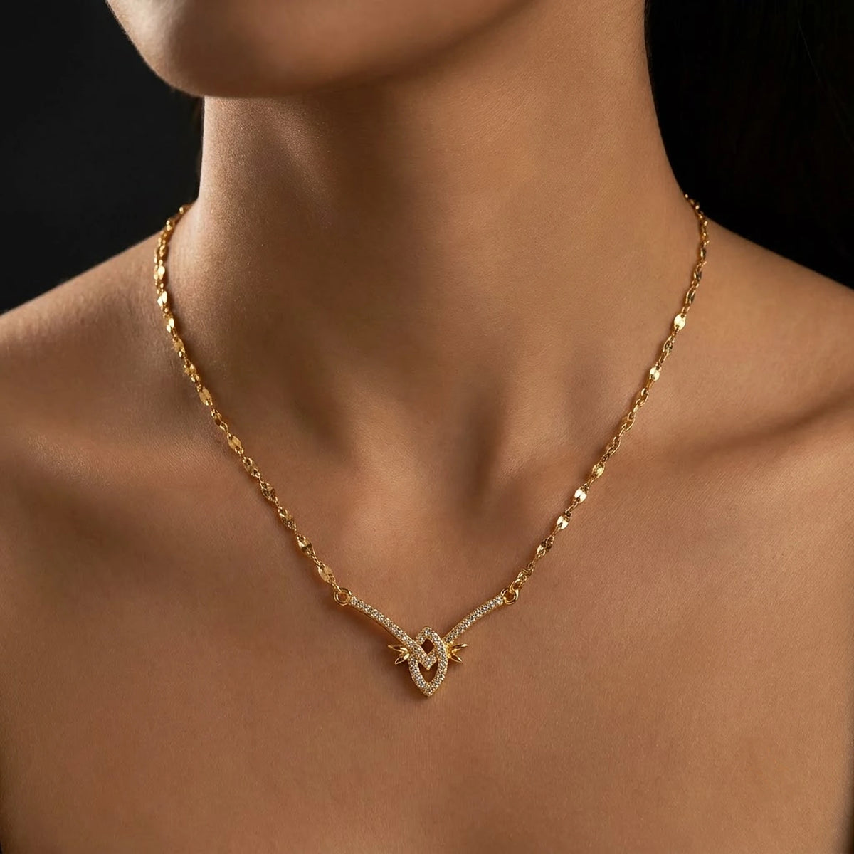 Regal V CZ Pendant Shimmer Chain