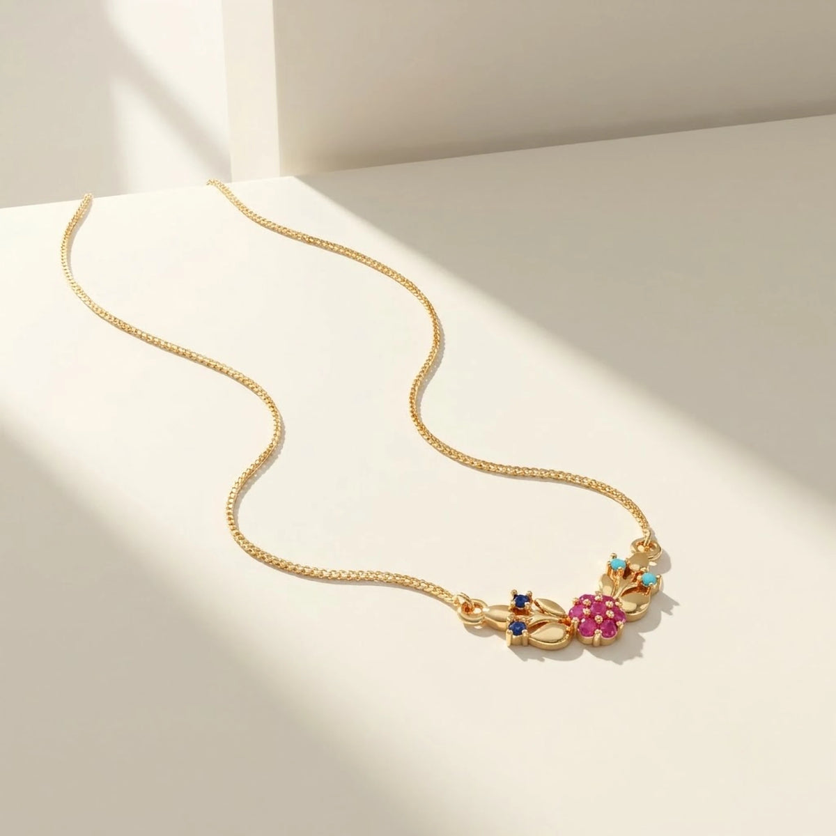 Pink Bloom Leaf Cluster Chain