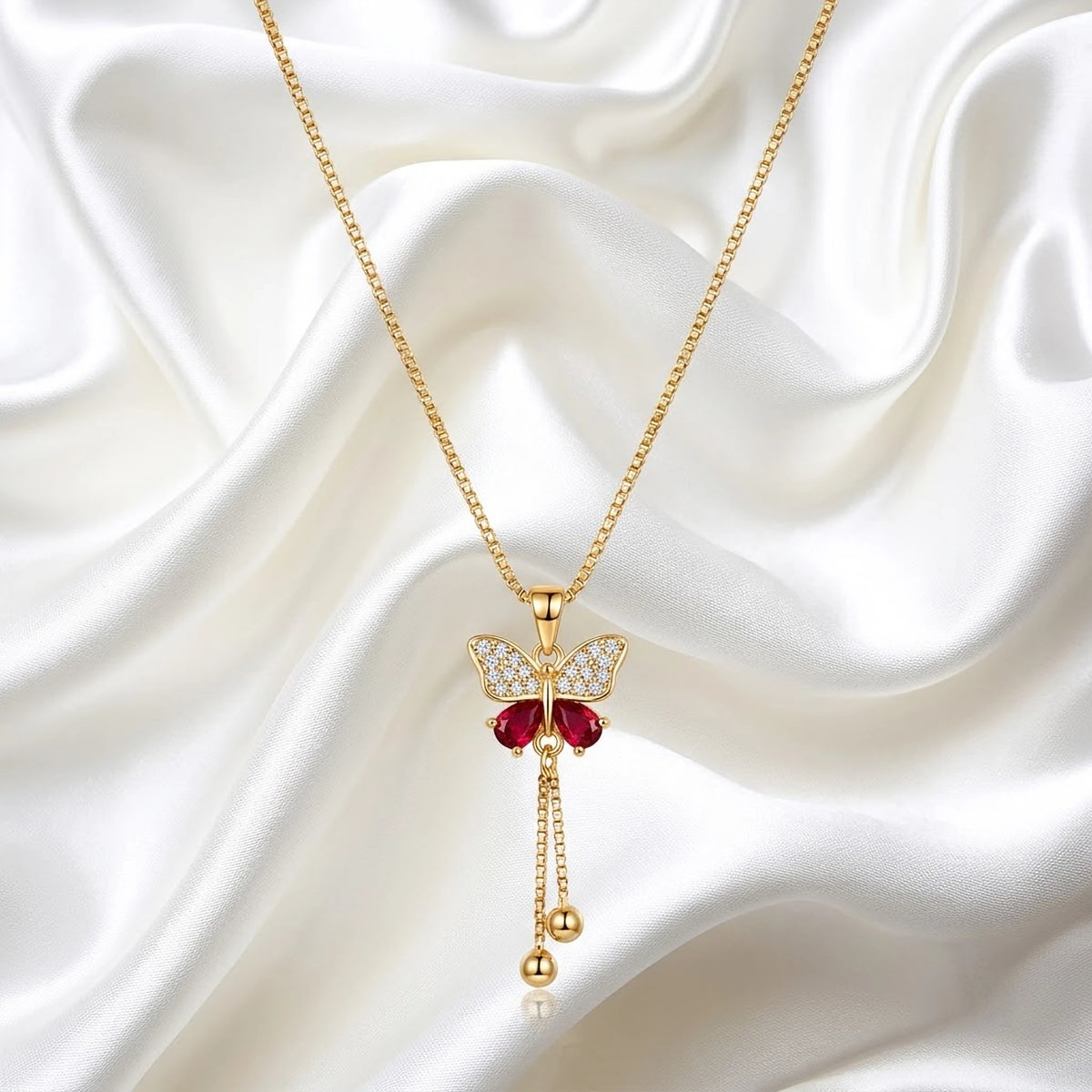 Ruby Wing Butterfly Tassel Chain
