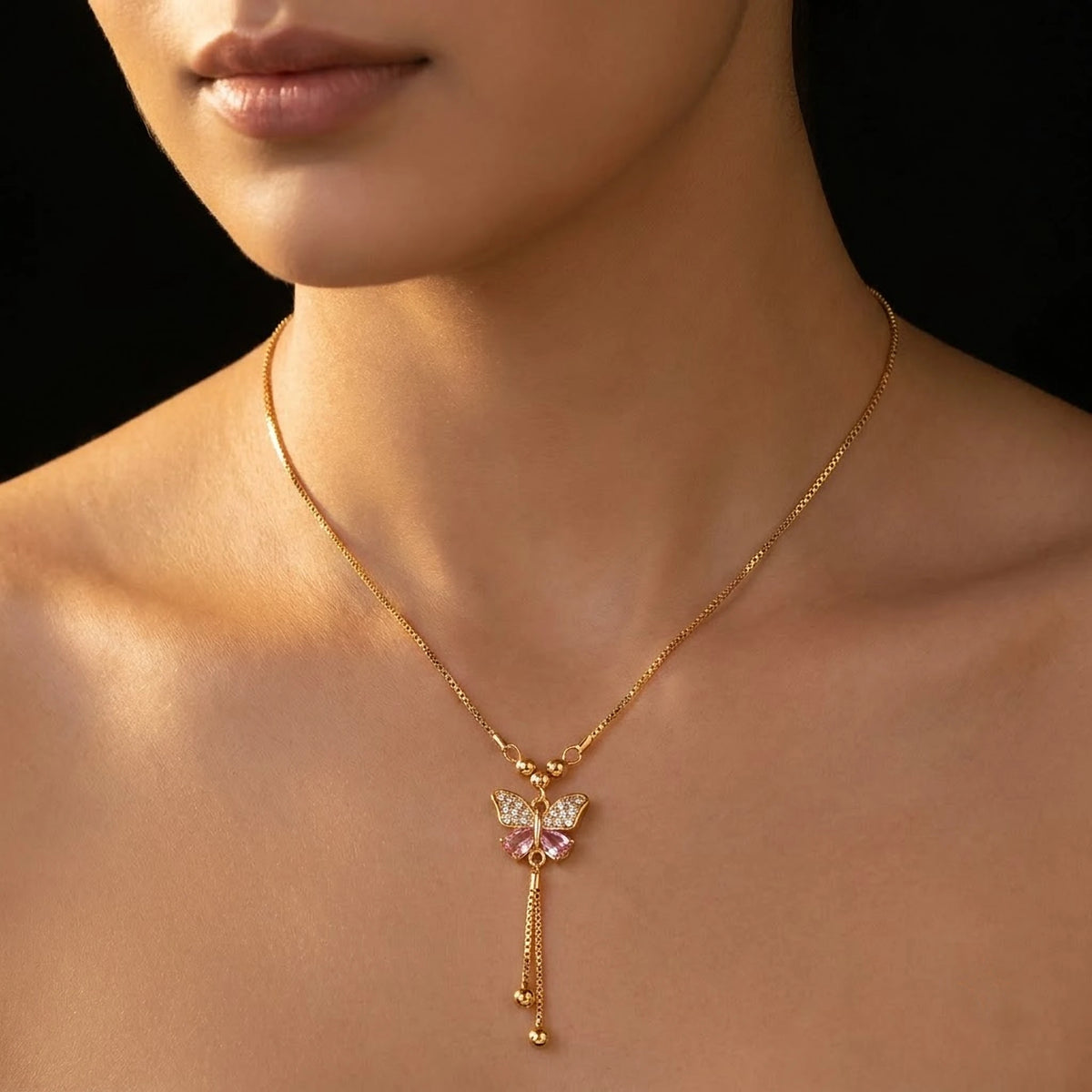 Rose Wing Butterfly Tassel Chain