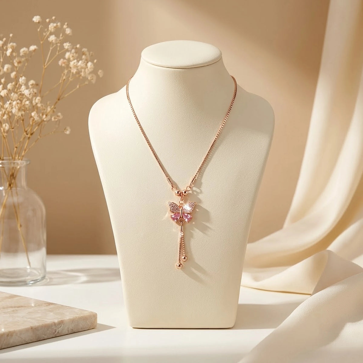 Rose Wing Butterfly Tassel Chain