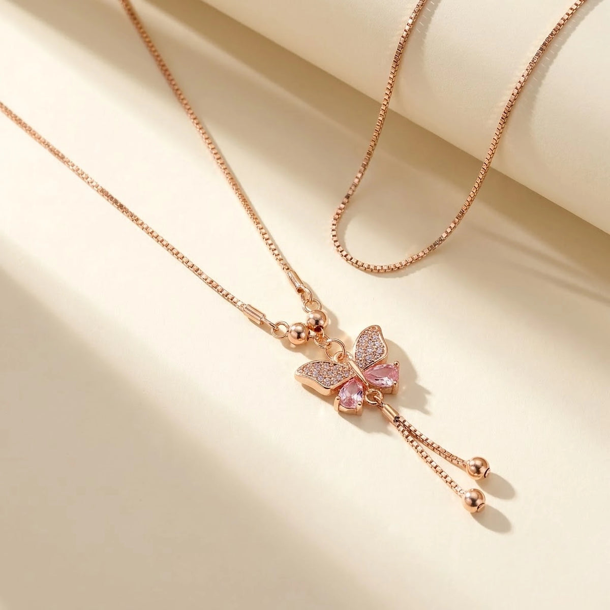 Rose Wing Butterfly Tassel Chain