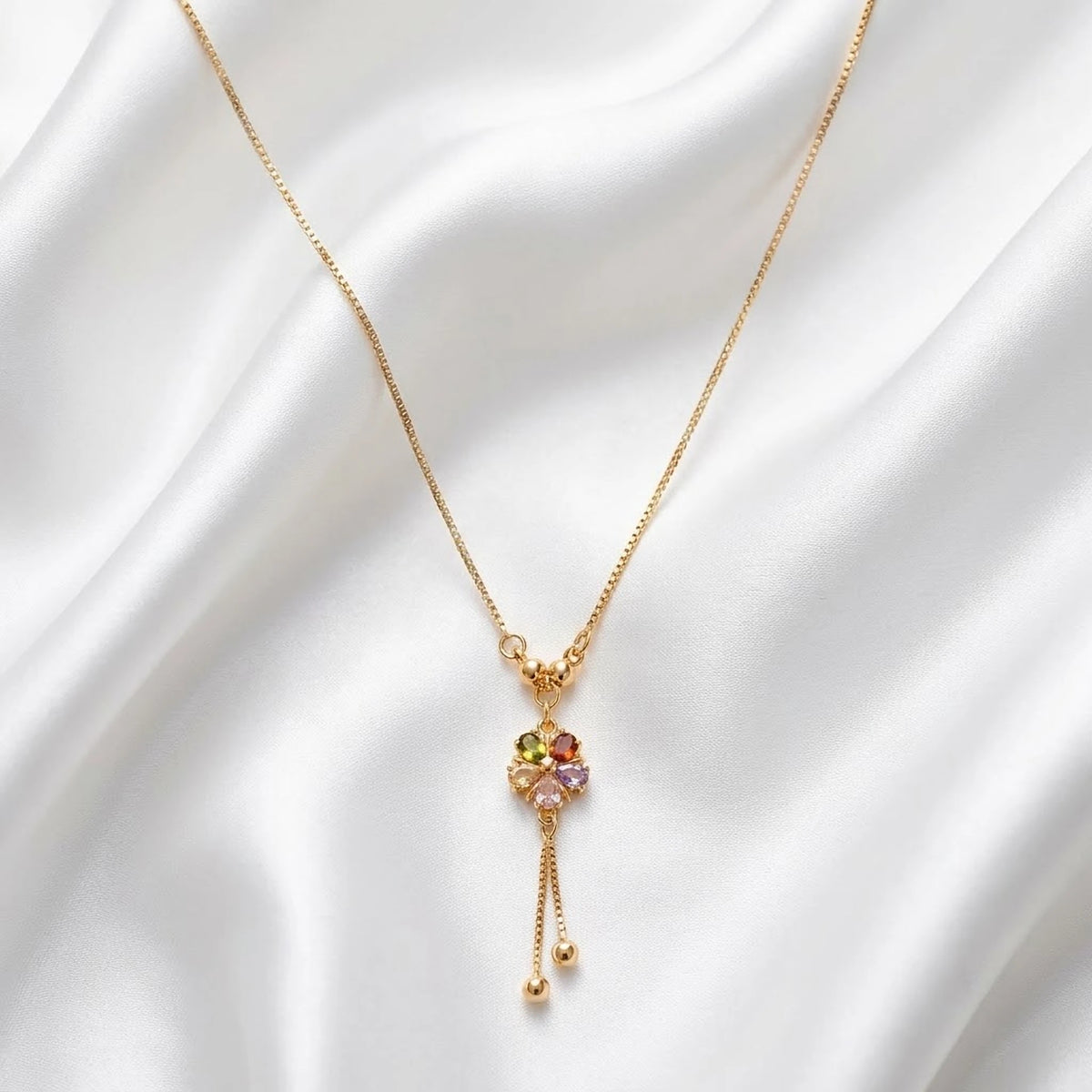 Petal Charm Multicolour Tassel Chain