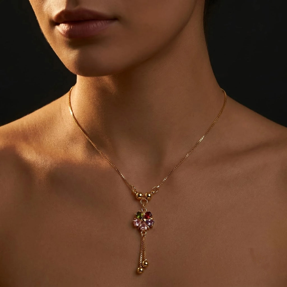 Petal Charm Multicolour Tassel Chain