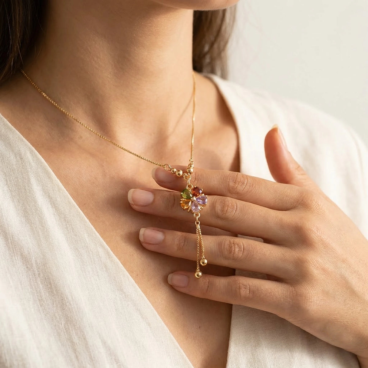 Petal Charm Multicolour Tassel Chain