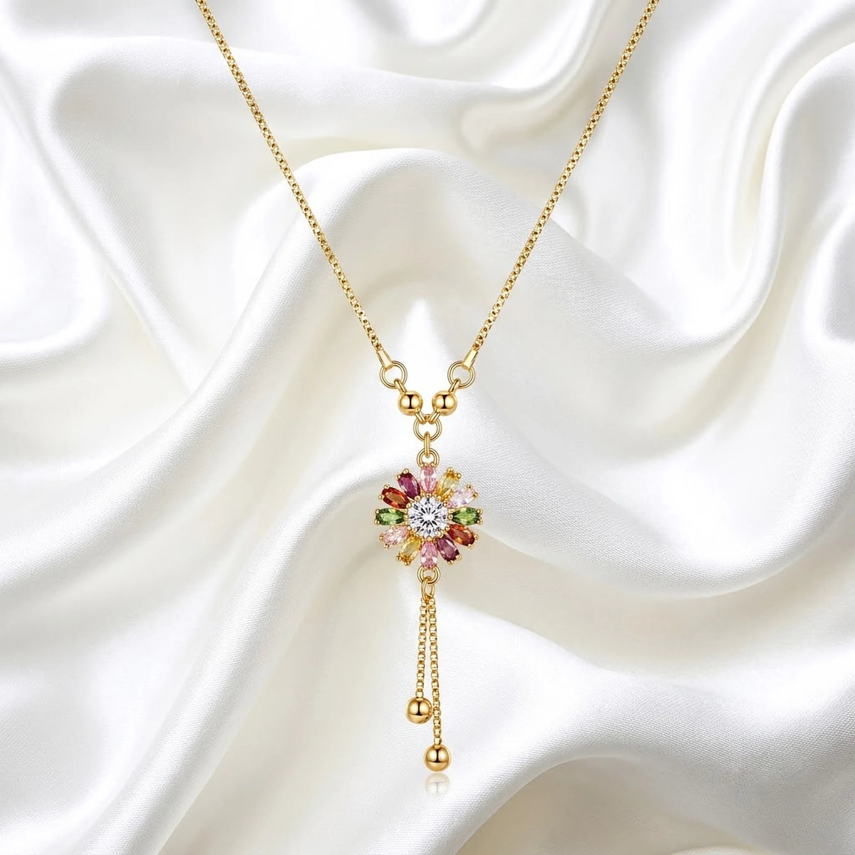 Sunflower Bloom Multicolour Tassel Chain