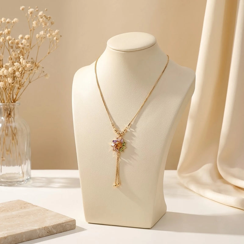 Rainbow Bloom Y-Drop Tassel Chain