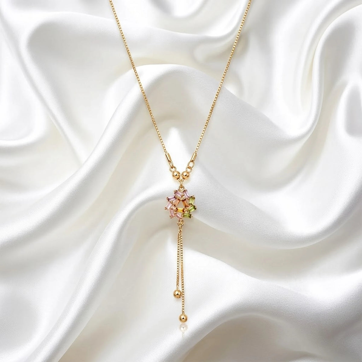Rainbow Bloom Y-Drop Tassel Chain