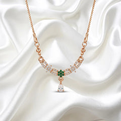 Emerald Bloom CZ Crescent Pear Drop Chain