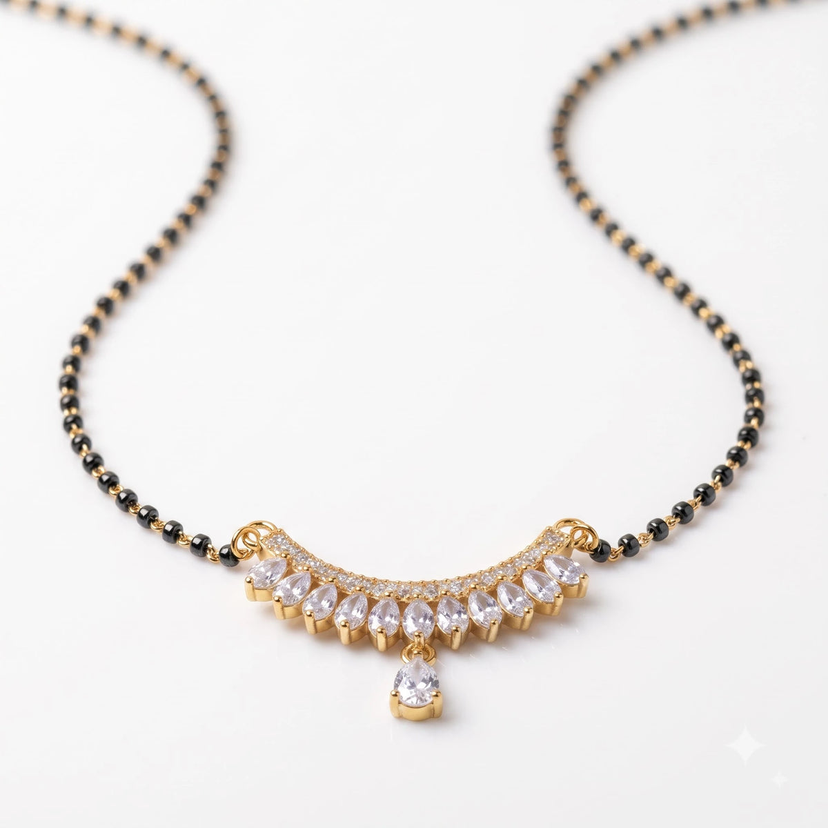 Rose Gold Multi-Color Evil Eye Mangalsutra Set with Matching Earrings