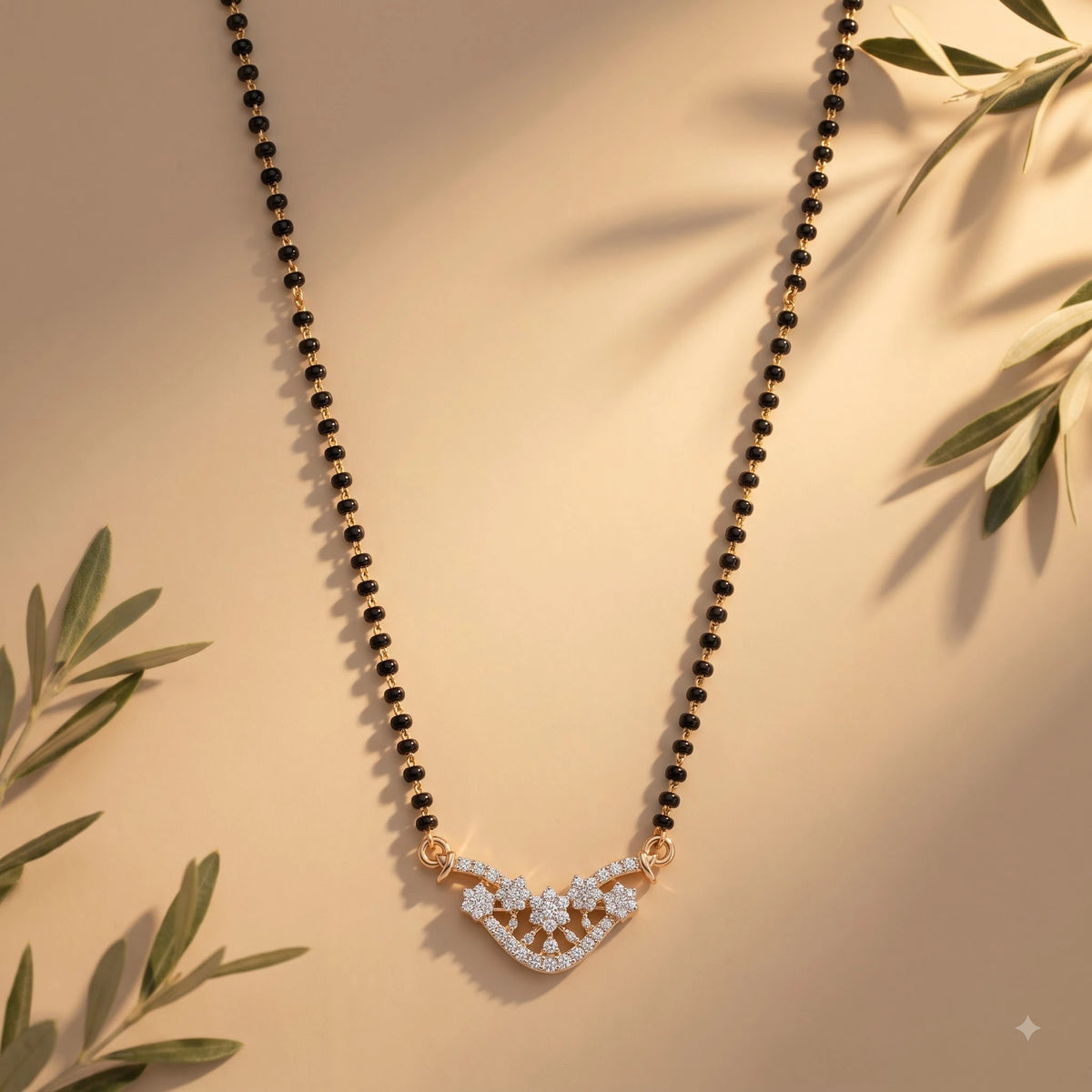 Rose Gold Multi-Color Evil Eye Mangalsutra Set with Matching Earrings