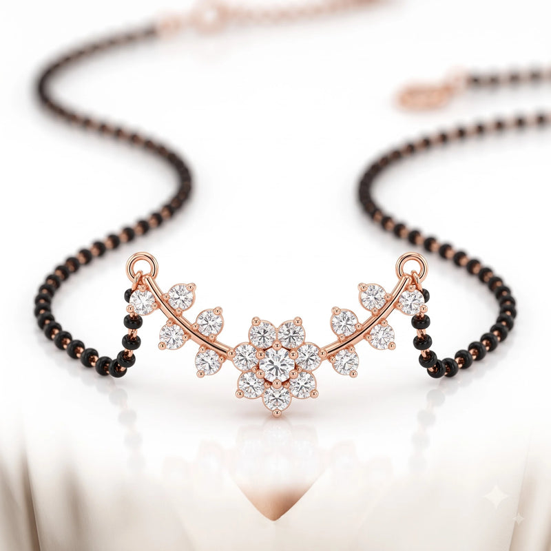 American Diamond Five-Stone Cluster Mangalsutra