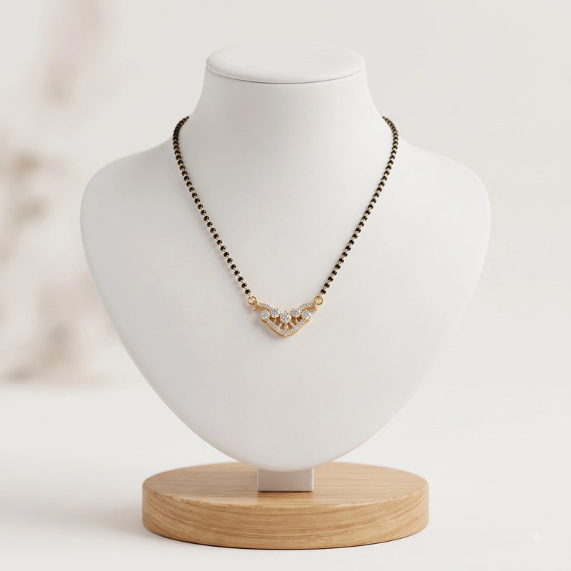 American Diamond Five-Stone Cluster Mangalsutra
