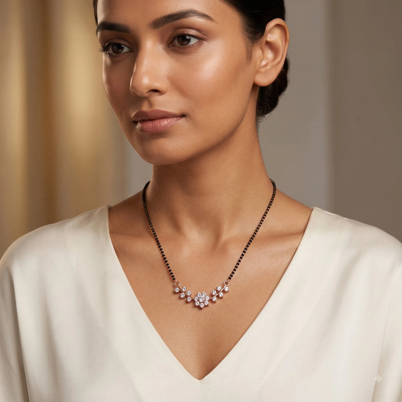American Diamond Five-Stone Cluster Mangalsutra