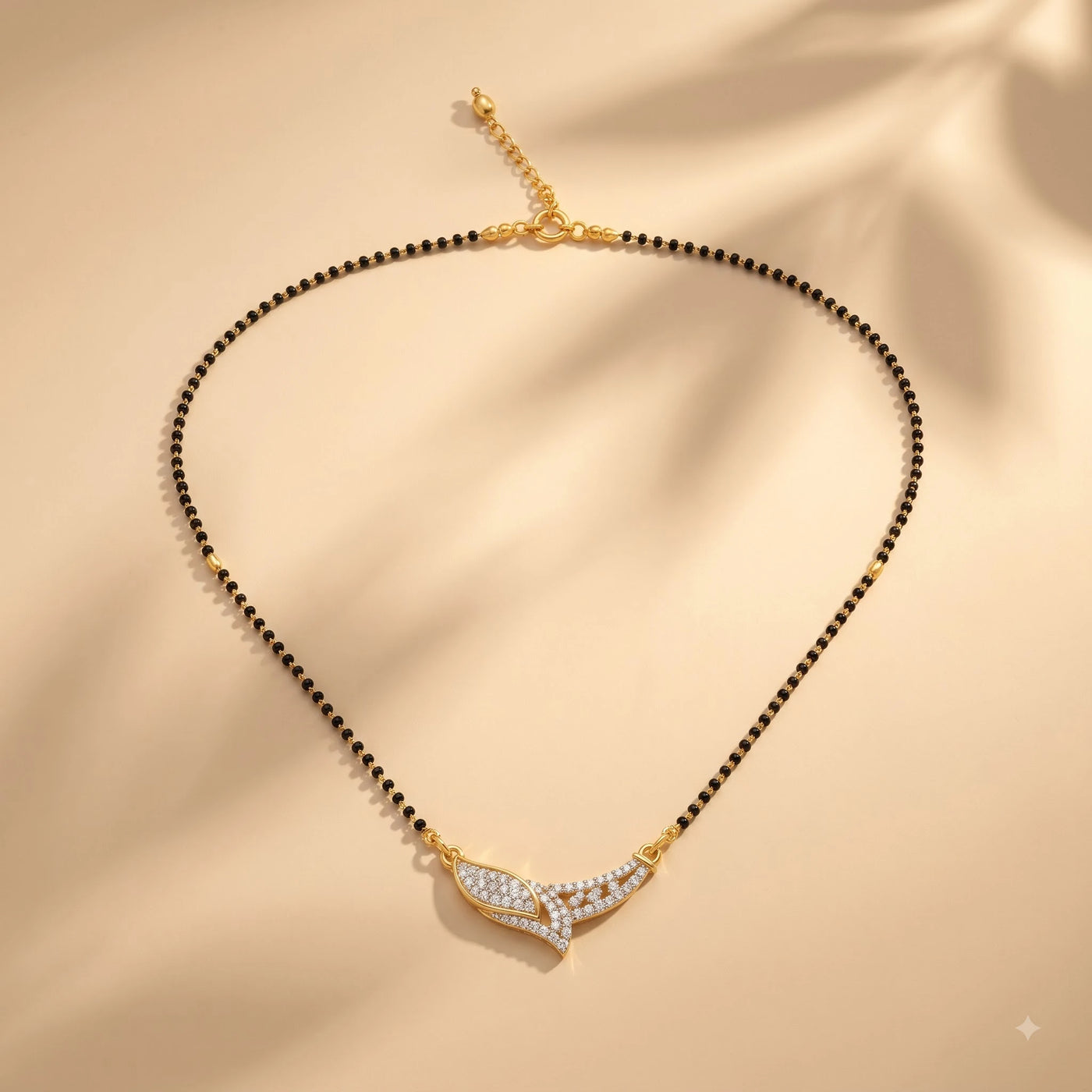Rose Gold Finish Curved Diamond Mangalsutra