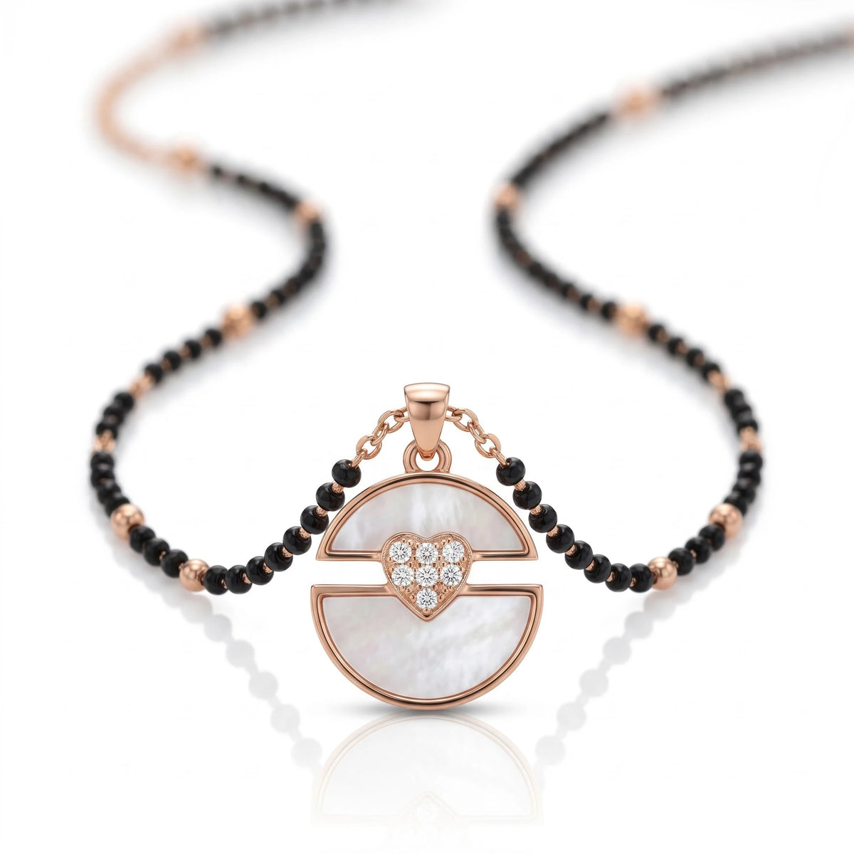 Rose Gold Finish Curved Diamond Mangalsutra
