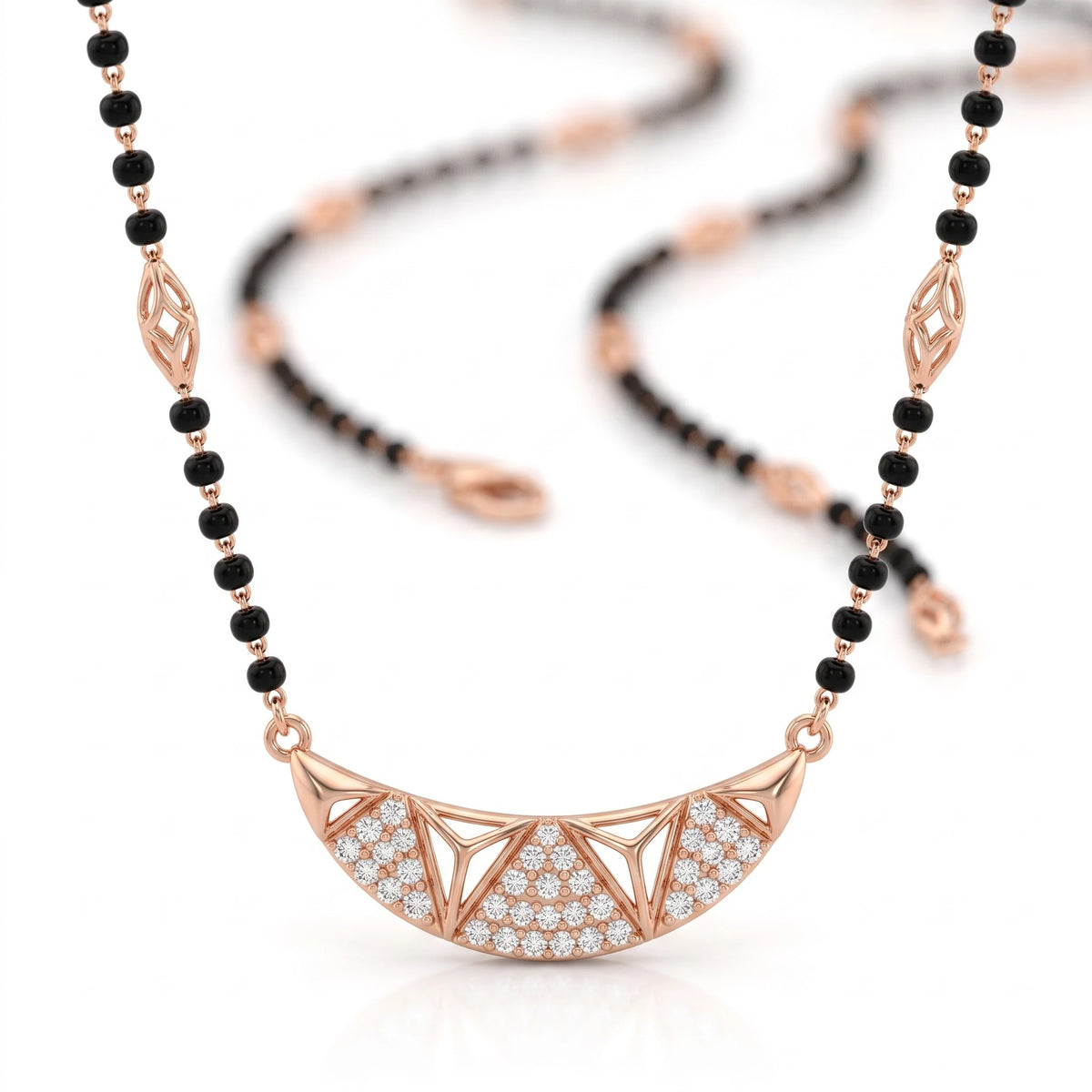 Rose Gold Floral Cluster Diamond Mangalsutra