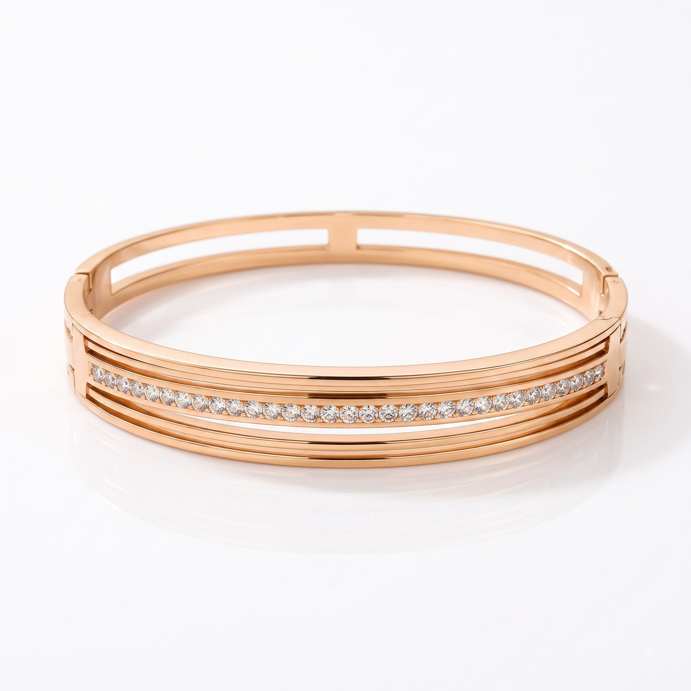 Rose Gold Plated Linear Sparkle Channel-Set Crystal Bracelet