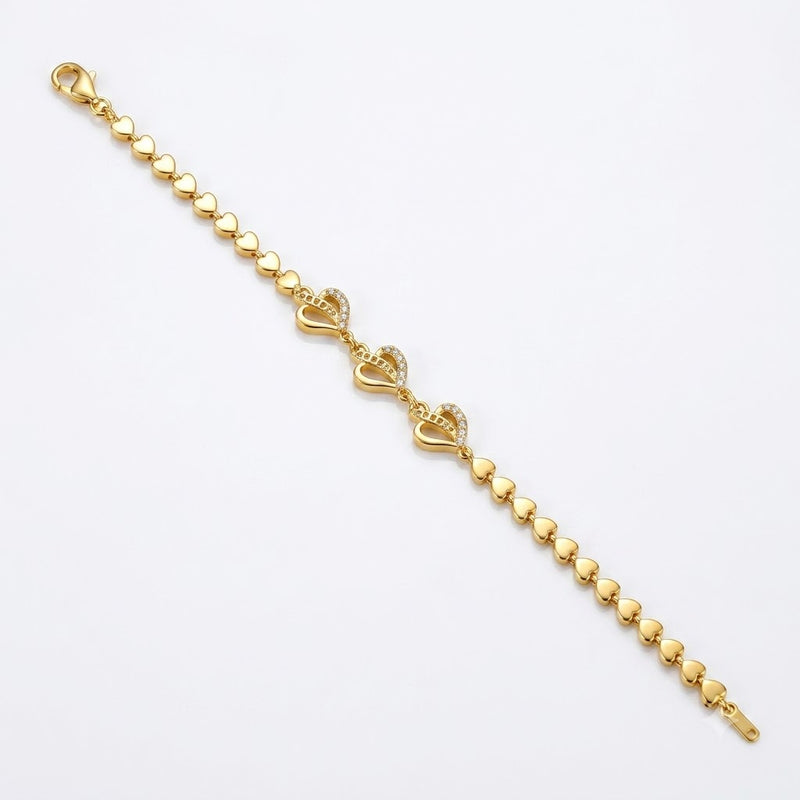 Dainty Golden Heart-Link Bracelet