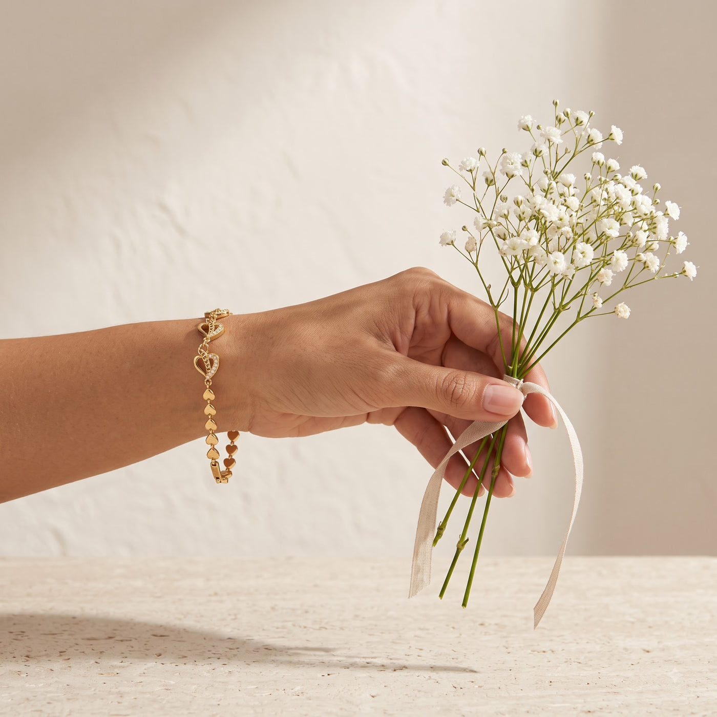 Dainty Golden Heart-Link Bracelet - Image 2