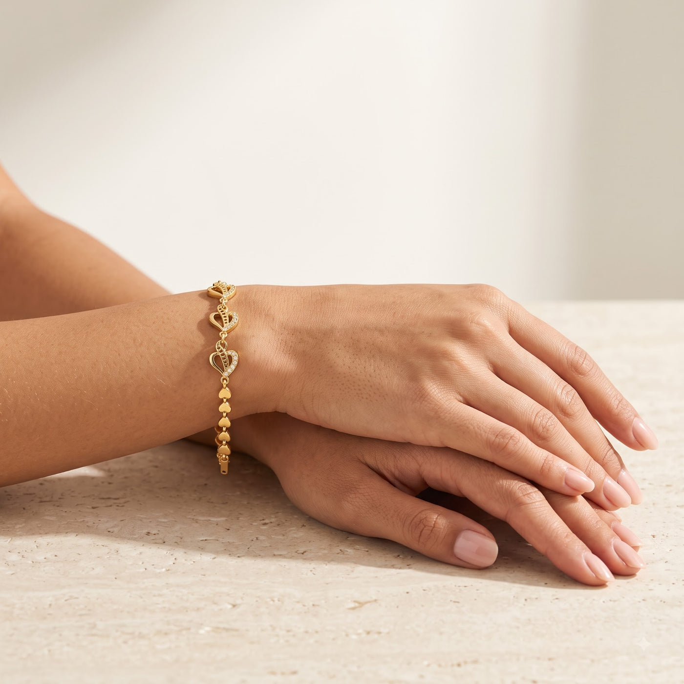 Dainty Golden Heart-Link Bracelet - Image 3