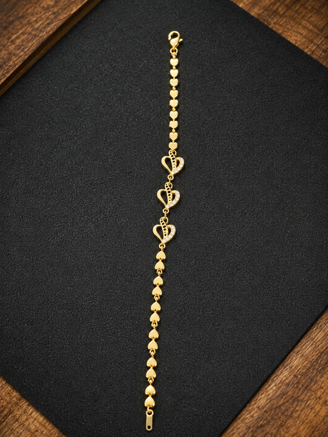 Dainty Golden Heart-Link Bracelet - Image 4
