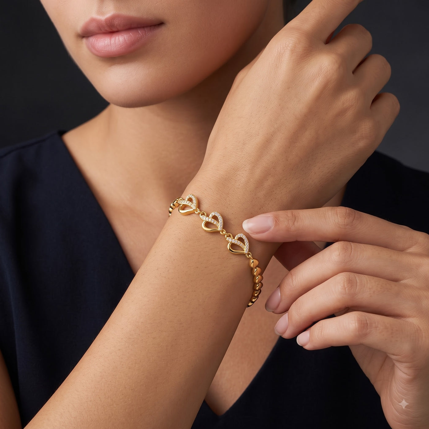 Dainty Golden Heart-Link Bracelet - Image 5