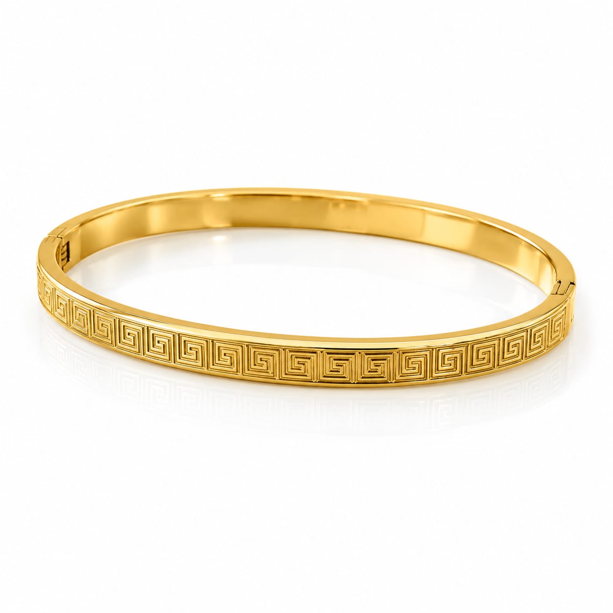 Classic Greek Key Golden Bangle Bracelet