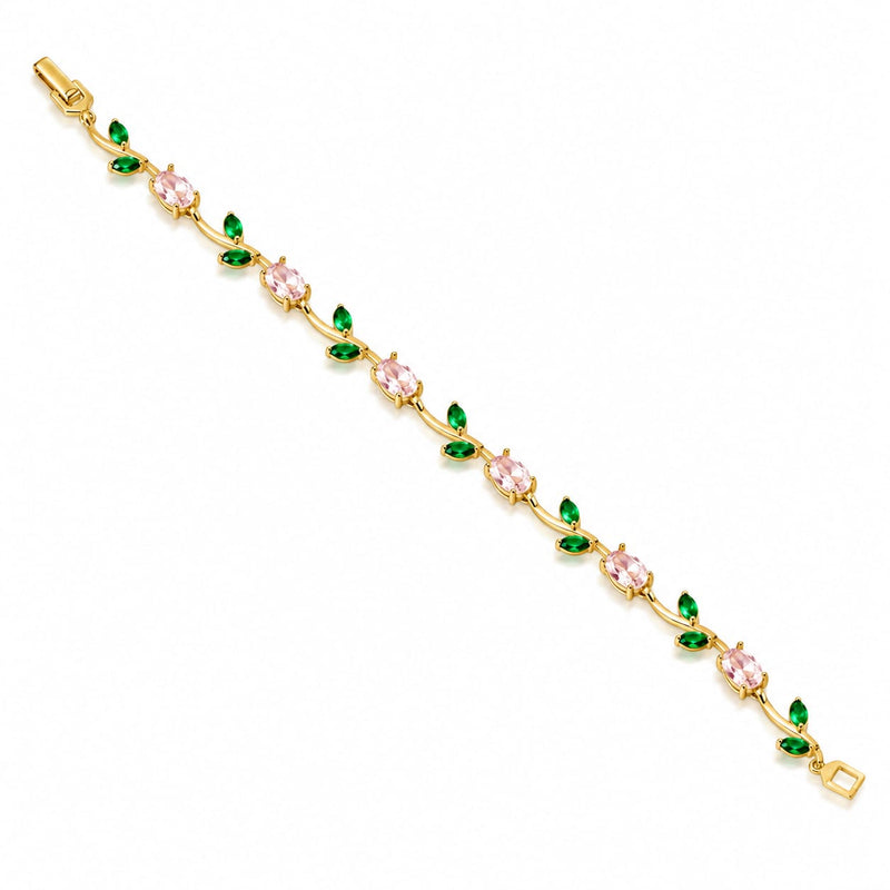 Pink & Emerald Leaf Vine Bracelet