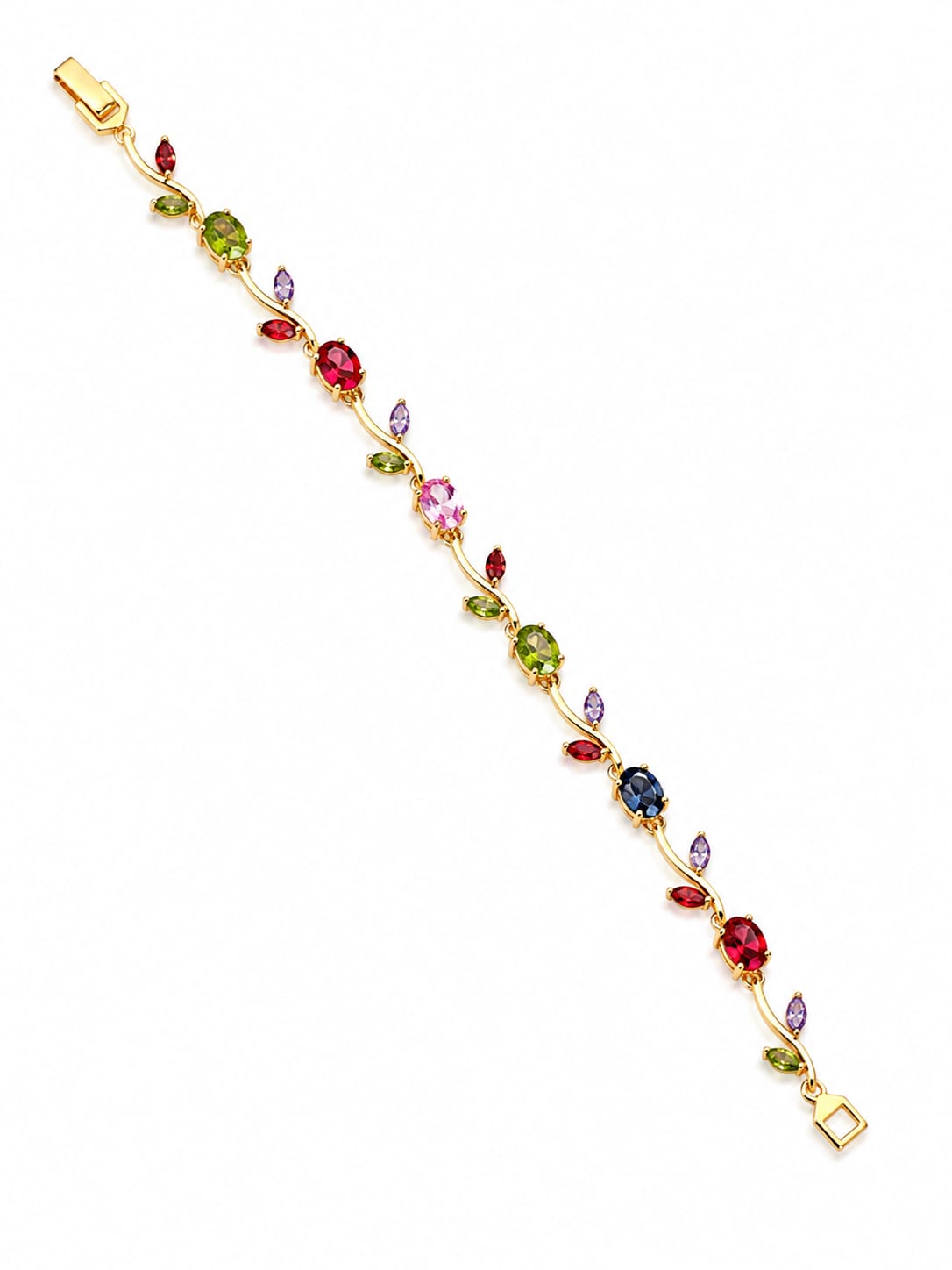 Multicolor Rainbow Gemstone Vine Bracelet