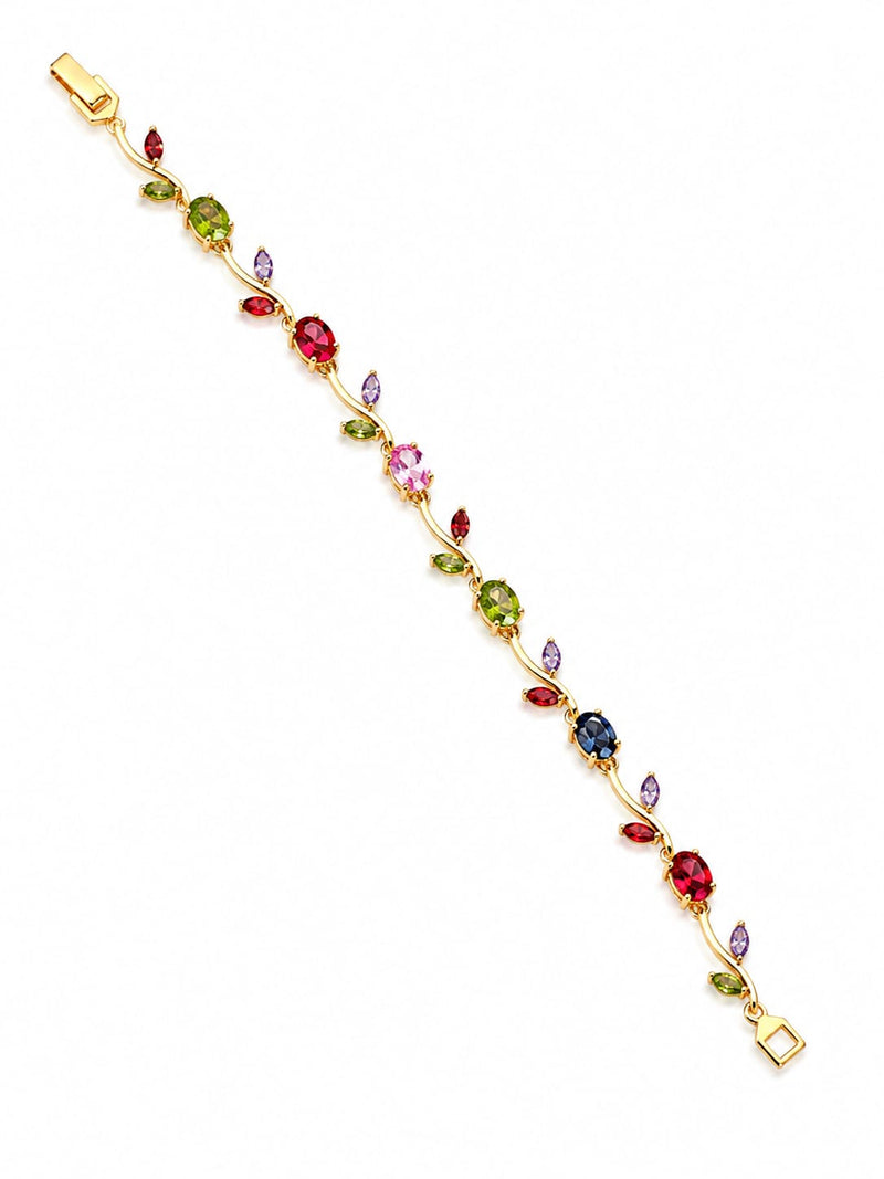 Multicolor Rainbow Gemstone Vine Bracelet