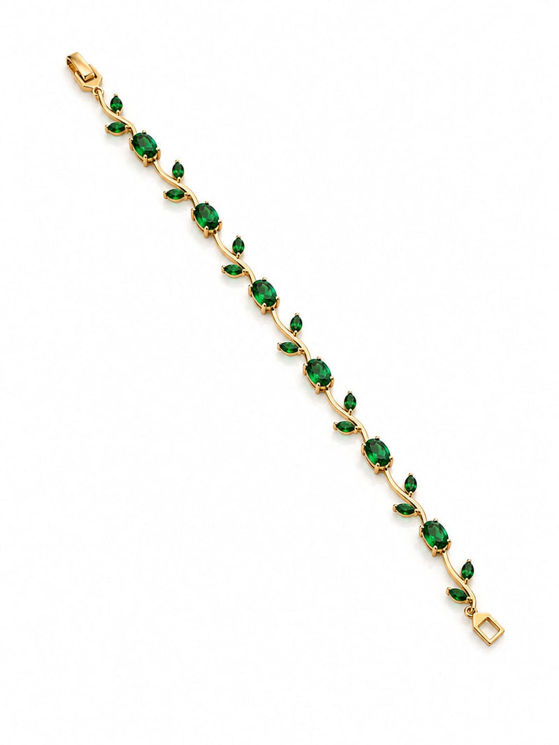 Emerald Green Gemstone Vine Bracelet